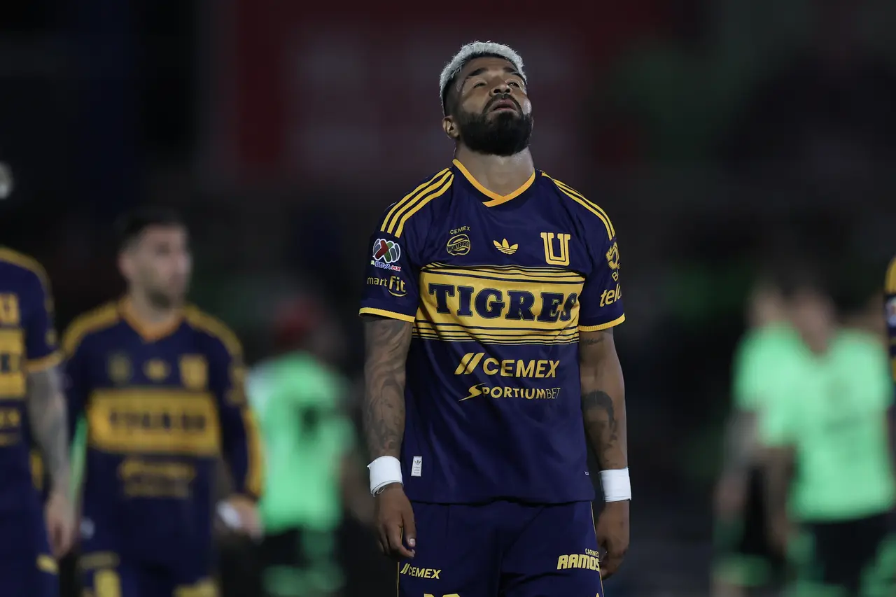 Rodrigo Aguirre, de Tigres, durante el partido de la Jornada 9 entre FC Juárez y Tigres UANL, correspondiente a la Liga MX.