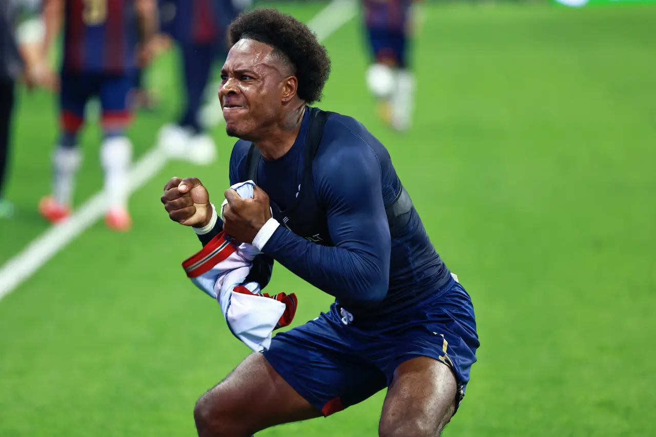 Jhojan Julio Palacios celebrates his goal 4-2 of Atlante during the 10th round match between Atlante vs (and) Monterrey as part of the Liga