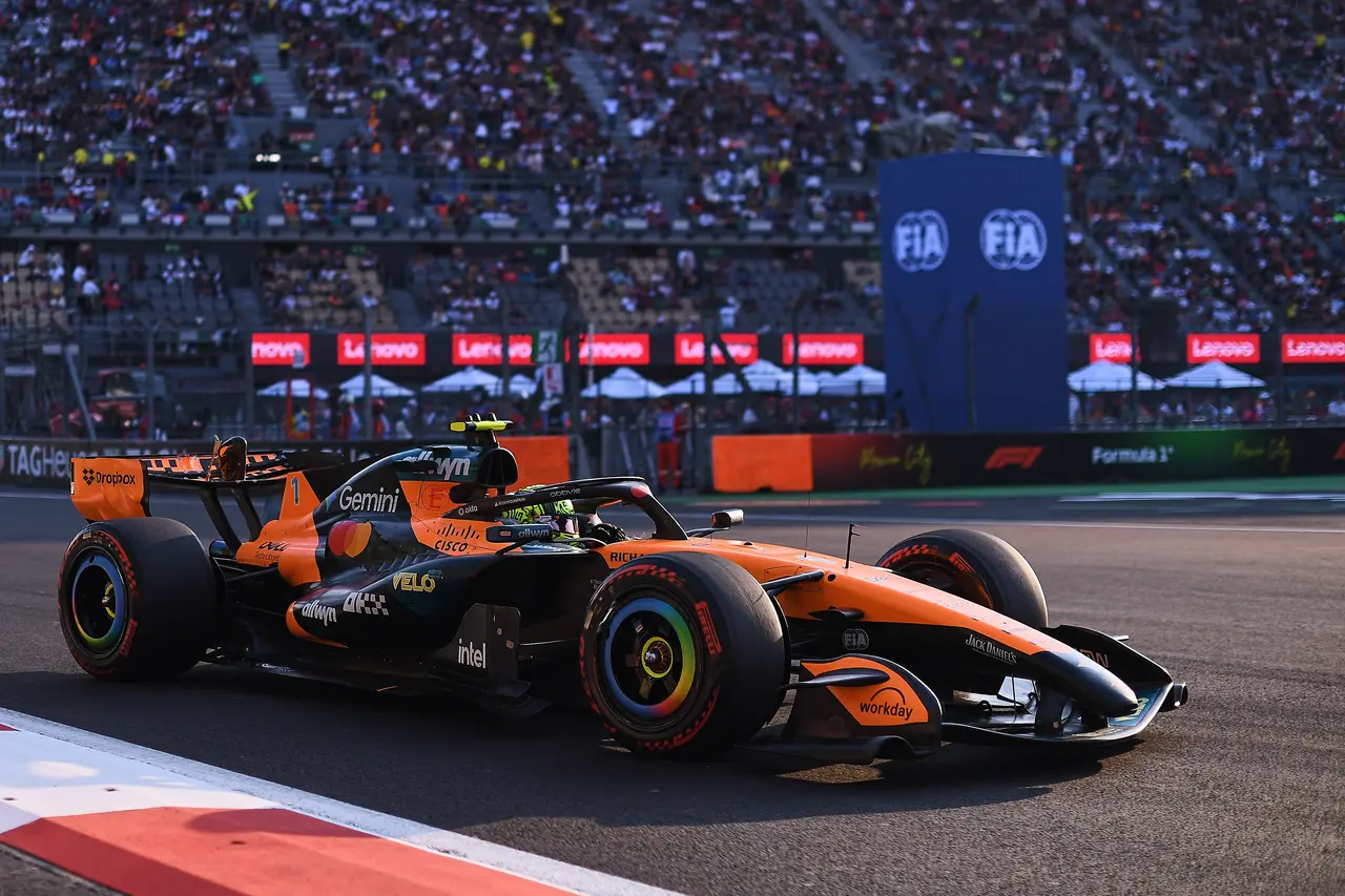 Lando Norris of Great Britain driving the (1) McLaren MCL40 Mercedes during the Practice 2 prior to the Formula 1 