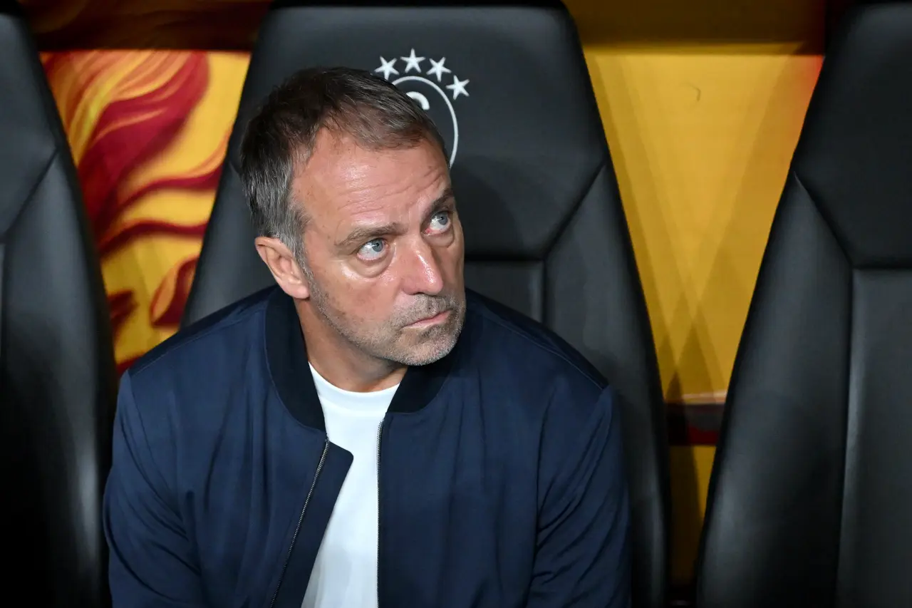 Barcelona's head coach Hansi Flick reacts prior to the UEFA Champions League league phase match between Galatasaray 