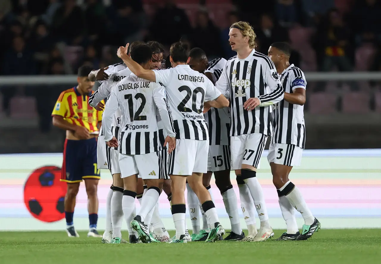 FC Juventus Weston McKennie celebrates with his teammates after scoring a goal during the Italian Serie A