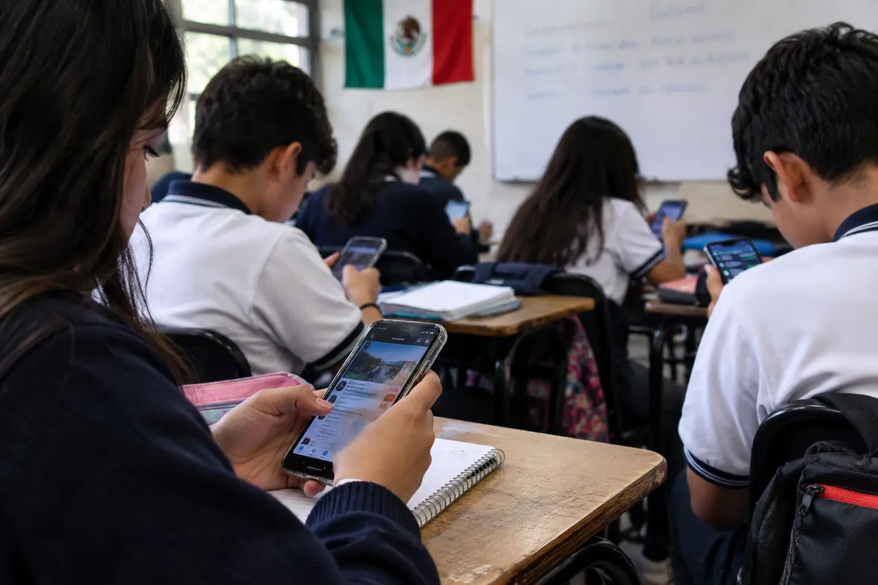 Avanza en comisiones del Senado reforma educativa para limitar el uso de celulares | IMAGEN  REALIZADA CON IA 