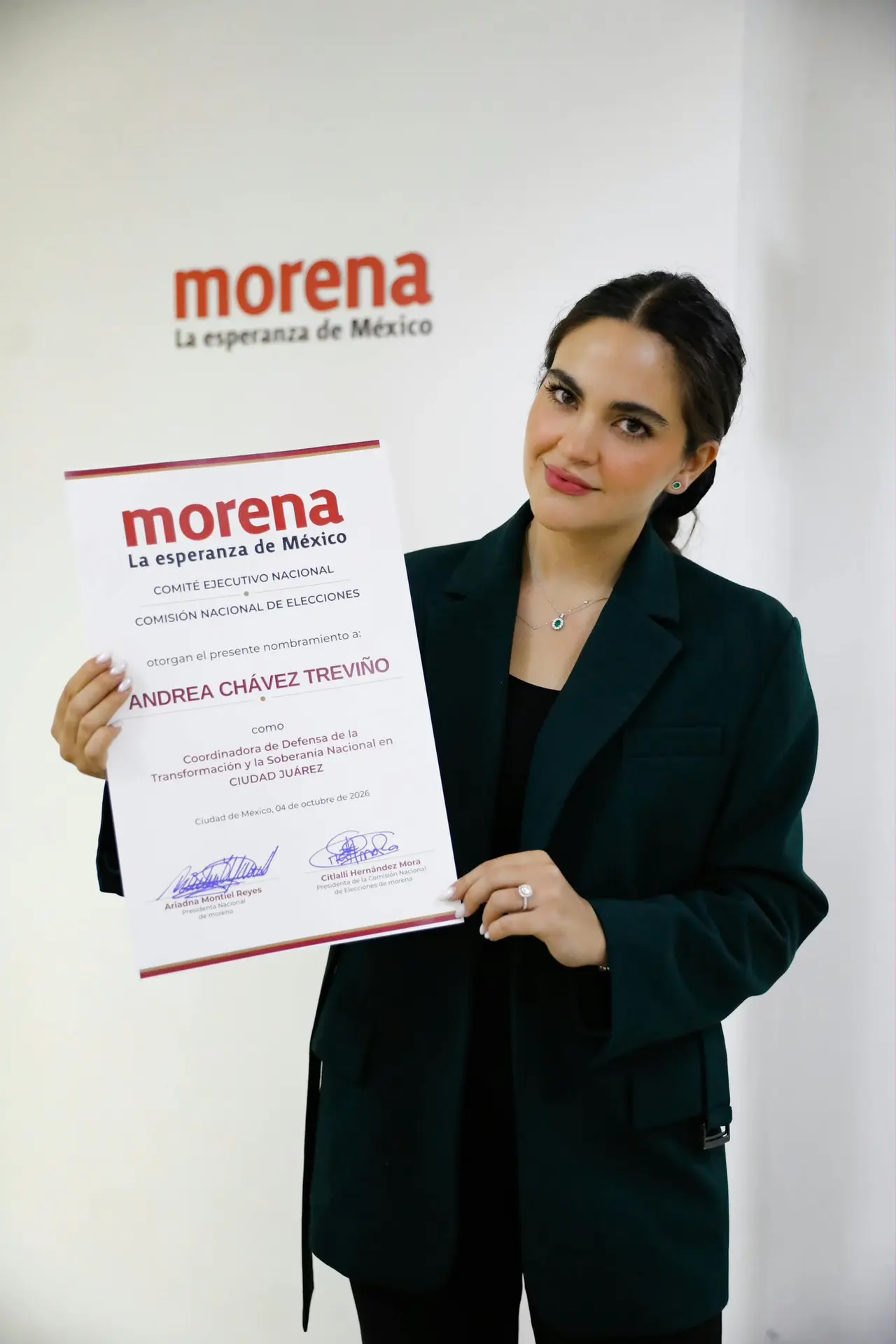 Andrea Chávez es designada coordinadora de Morena en Juárez, Chihuahua