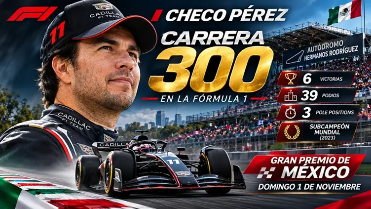 Checo Pérez llega a 300 Grandes Premios: de Sauber a Cadillac, una historia de éxitos en Fórmula 1
