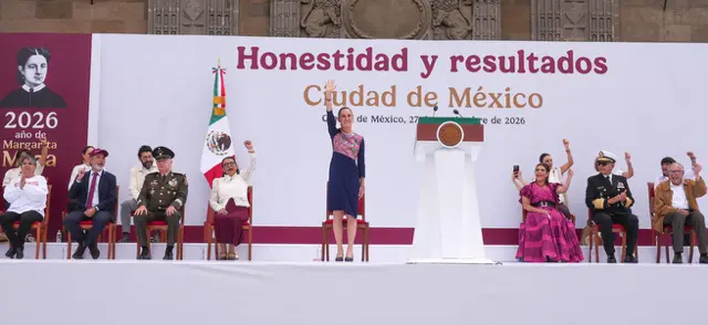 Claudia Sheinbaum durante el evento “Honestidad y resultados Ciudad de México” en el Zócalo capitalino