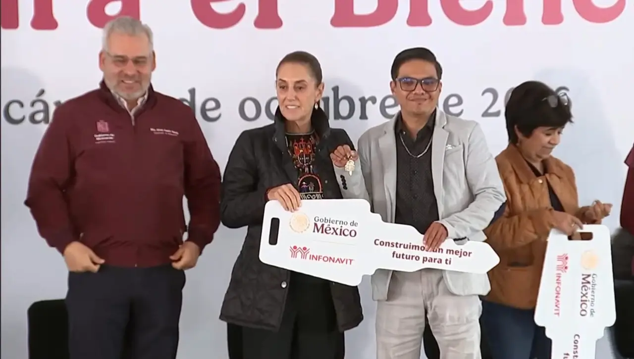 Claudia Sheinbaum durante la entrega de viviendas del programa Vivienda para el Bienestar en Morelia, Michoacán