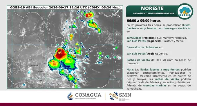 Mapa del pronóstico del clima en México para este 17 de septiembre de 2026