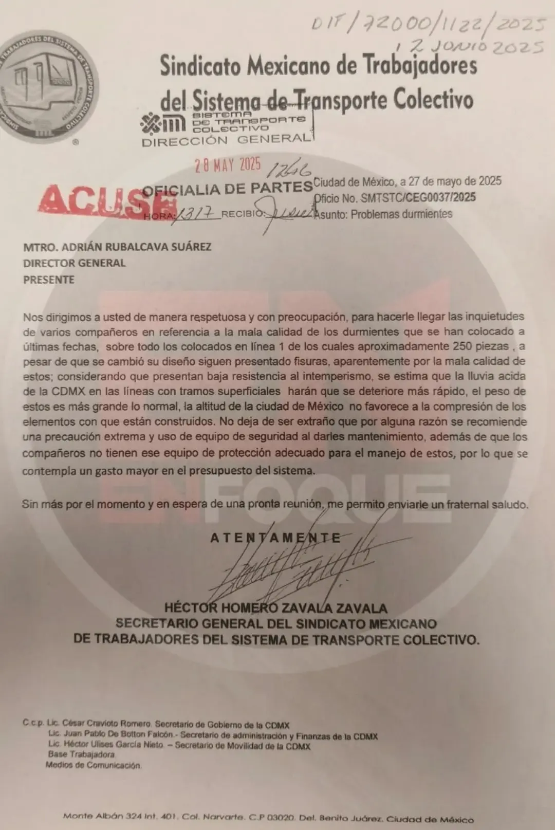 Oficios del sindicato de trabajadores del metro