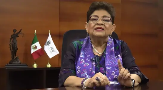 Ernestina Godoy durante mensaje sobre el exfiscal de Chihuahua