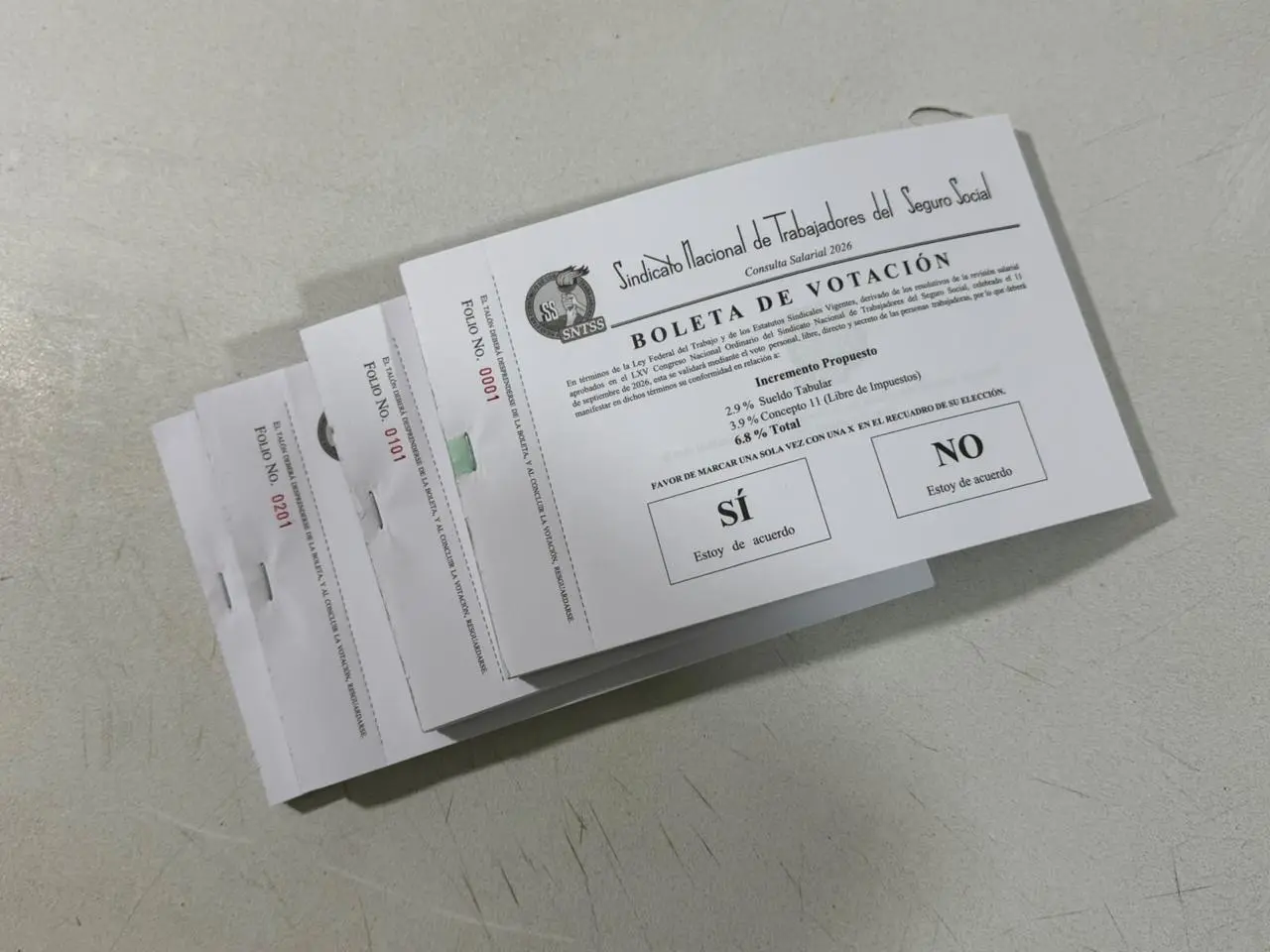 La boleta para votar el incremento salarial del IMSS