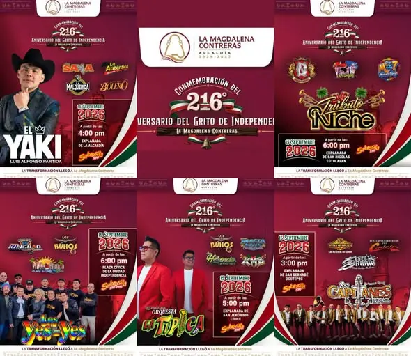 Conoce los festejos patrios 2026 en las 16 alcaldías de CDMX. Destaca Magdalena Contreras con El Yaki, Grupo Saya y más artistas.
