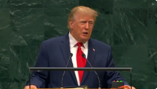 Donald Trump durante su discurso ante la Asamblea General de la ONU.