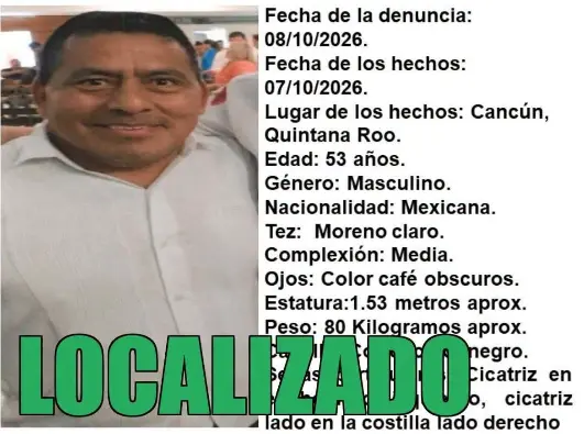 Reynaldo Miguel Sebastián, director de Planeación de la Secretaría de Educación de Quintana Roo en la Zona Norte, fue localizado con vida en Cancún.