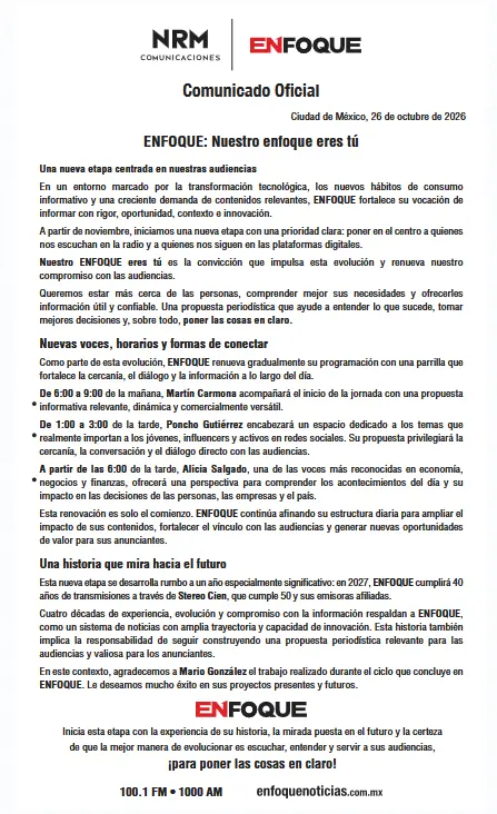Comunicado NRM Comunicaciones 