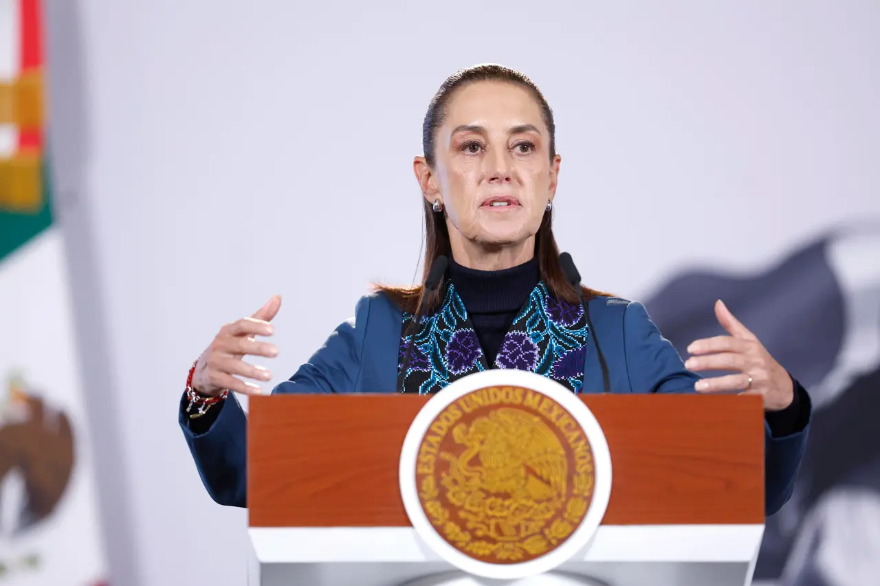Claudia Sheinbaum durante su conferencia de prensa en Villahermosa, Tabasco