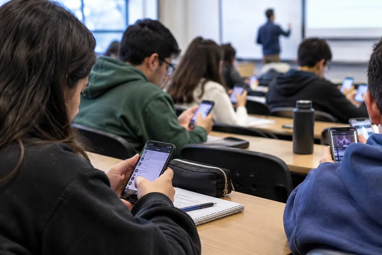 UNAM analizará restricciones al uso de celulares en aulas | IMAGEN REALIZADA CON IA