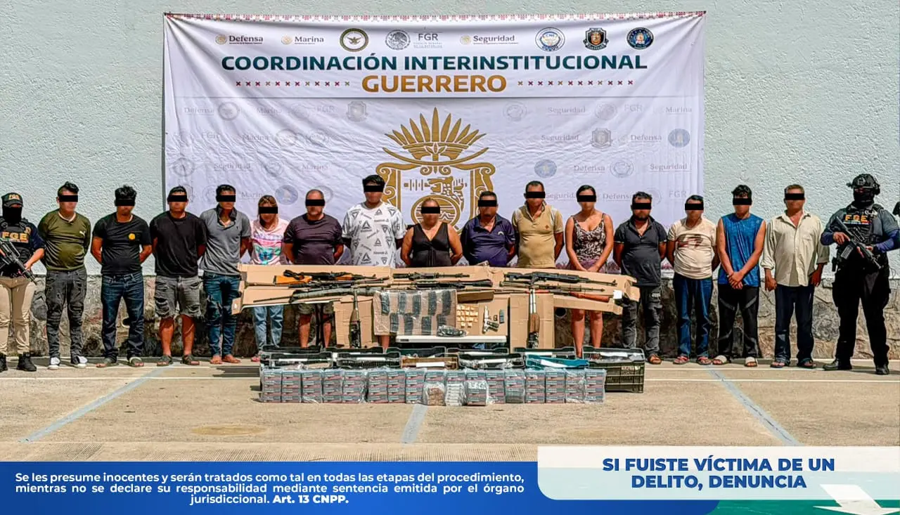 Detención de 16 presuntos integrantes de “Los Ardillos” durante operativo de seguridad en Acapulco, Guerrero.