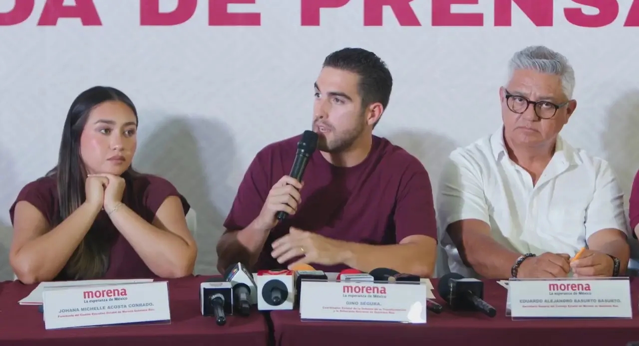 Gino Segura llama a la unidad de Morena en Quintana Roo y descarta repartir cargos políticos.