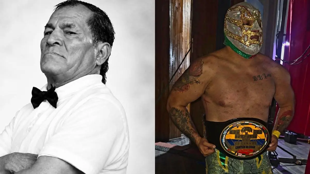 El Hijo de El Fishman durante una función de lucha libre en la Arena 11 de Julio de Mineral de la Reforma, Hidalgo.