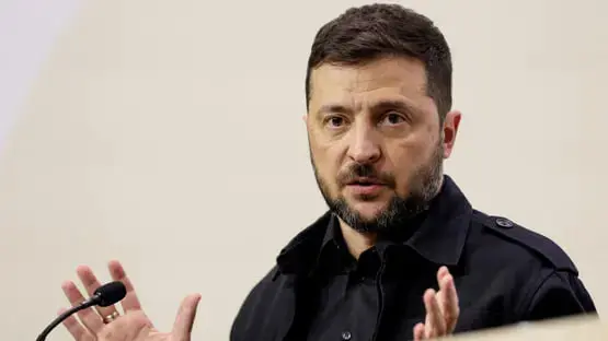 El presidente de Ucrania, Volodímir Zelenski, durante una intervención pública